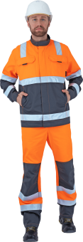 картинка Костюм сигнальный летний РЕФЛЕКТ-2 мужской цв. флуоресцентный оранжевый с серым от магазина ПРОФИ+