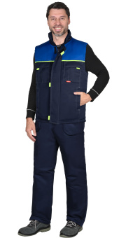 картинка Жилет утепленный ФАВОРИТ цв. темно-синий с васильковым от магазина ПРОФИ+