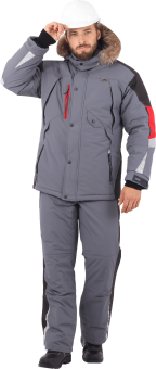 картинка Куртка ОПЗ зимняя ХАЙ-ТЕК мужская цв. серый с красной и чёрной отделкой от магазина ПРОФИ+