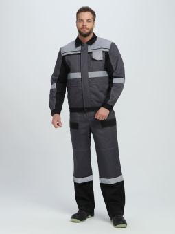 картинка Костюм ОПЗ летний ВИВАТ - 2 ПРЕМИУМ CH МВО (полукомбинезон) мужской цв. т.серый с черным и св. серым от магазина ПРОФИ+