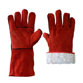 картинка Краги утепленные спилковые ТРЕК искусственный мех (Белый барашек) 35 см цв. красный от магазина ПРОФИ+