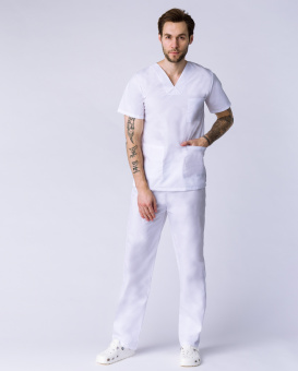 картинка Костюм медицинский ХИРУРГА тк. Бязь 145 цв. белый от магазина ПРОФИ+