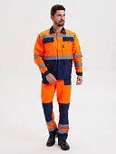 Костюм сигнальный летний ЗАРНИЦА (полукомбинезон) мужской цв. оранжевый с синим