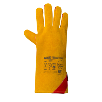 картинка Краги утепленные спилковые TESA ГЕФЕСТ ФРОСТ (К009) искусственный мех цв. желтый с красным от магазина ПРОФИ+