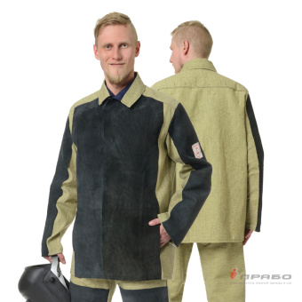 картинка Костюм для сварщиков летний СВАРЩИК 480 3 кл. защиты мужской тк. Парусина/спилок цв. черный от магазина ПРОФИ+