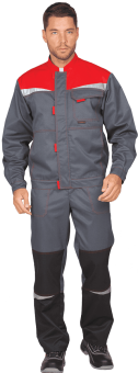 Куртка ОПЗ летняя КМ-10 ЛЮКС мужская цв. серый-красный