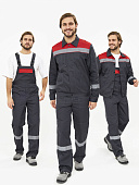 Костюм ОПЗ летний ЛИГОР - 2 ПРЕМИУМ СОП (полукомбинезон) мужской цв. темно-серый с красным