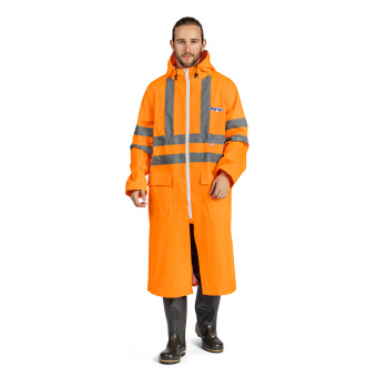 картинка Плащ сигнальный влагозащитный ЭКСТРА ВИЖН цв. флуоресцентный оранжевый от магазина ПРОФИ+