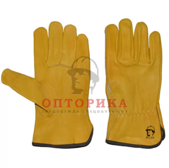картинка Перчатки кожаные РОСМАРКА (2308) из кожи КРС цв. желтый (золотой) от магазина ПРОФИ+
