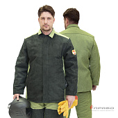 Костюм для сварщиков зимний СВАРЩИК (2,3 м²) 3 кл. защиты тк. брезент/спилок цв. черный