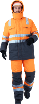 картинка Костюм сигнальный зимний РЕФЛЕКТ-2 мужской цв. оранжевый с серым IV и особый климатический пояс от магазина ПРОФИ+