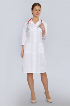 картинка Халат медицинский ТиСи 2-47-01-3 женский рукав ¾ на пуговицах цв. белый от магазина ПРОФИ+