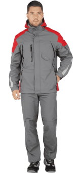 картинка Куртка-штормовка РЕСПЕКТ мужская цв.серый с красным от магазина ПРОФИ+