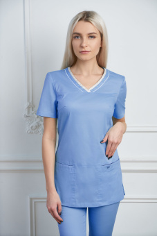 картинка Куртка медицинская м.6-660 женская тк. акварель цв. темно-голубой от магазина ПРОФИ+