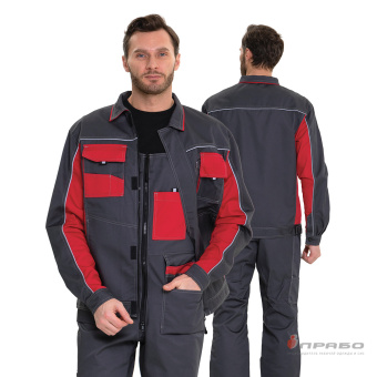 картинка Костюм ОПЗ летний БРЕНД 2 2020 (полукомбинезон) мужской цв. темно-серый с красным от магазина ПРОФИ+