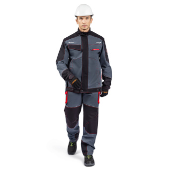 картинка Куртка ОПЗ летняя РЕЙН мужская цв. темно-серый с черным и красным от магазина ПРОФИ+