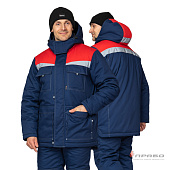 Костюм ОПЗ зимний ПРОФЕССИОНАЛ 2 (полукомбинезон) мужской цв. темно-синий с красным