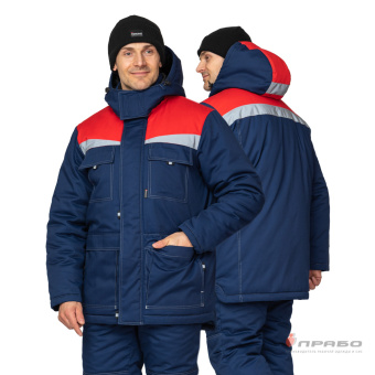 картинка Костюм ОПЗ зимний ПРОФЕССИОНАЛ 2 (полукомбинезон) мужской цв. темно-синий с красным от магазина ПРОФИ+