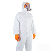 Комбинезон защитный одноразовый JETA SAFETY JPC58 с капюшоном из нетканого материала Neofit цв.белый