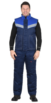 картинка Жилет утепленный НАВИГАТОР цв. темно-синий с васильковым от магазина ПРОФИ+