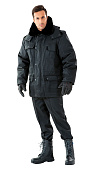 Куртка для охраны зимняя ЗАЩИТА мужская цв. черный со съемным воротником