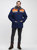 Куртка ОПЗ зимняя БРИГАДА NEW мужская цв. темно-синий с оранжевой кокеткой
