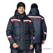 Костюм ОПЗ зимний ТРЕНД (полукомбинезон) мужской цв. синий с красным