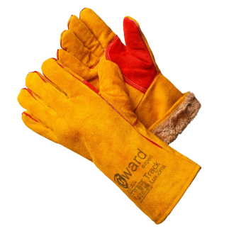 картинка Краги утепленные спилковые GWARD TRACK LUX ZIMA усиленные искусственный мех цв. оранжевый от магазина ПРОФИ+