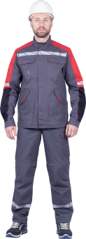 картинка Куртка ОПЗ летняя ХАЙ-ТЕК SAFETY мужская цв.серый с красной и чёрной отделкой от магазина ПРОФИ+