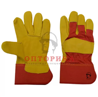 картинка Перчатки кожаные комбинированные РОСМАРКА (2301) цв. желтый с красным от магазина ПРОФИ+