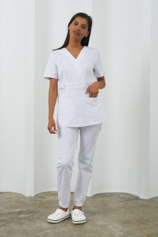 картинка Костюм медицинский КЛАССИК - СТРЕЙЧ E752/AE748 женский цв. белый от магазина ПРОФИ+
