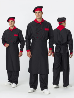 картинка Костюм ОПЗ облегчённый повара СУ-ШЕФ мужской цв. черный с красным от магазина ПРОФИ+