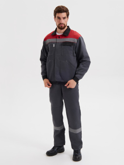 картинка Костюм ОПЗ летний КОРПУС (полукомбинезон) мужской цв. цв.т.серый/черный/красный от магазина ПРОФИ+