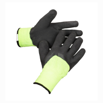 картинка Перчатки полушерстяные БРИЗ СНЕГИРЬ-К (П3946-9) с латексным покрытием цв. желтый с черным от магазина ПРОФИ+