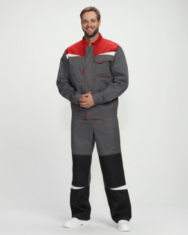 картинка Костюм ОПЗ летний СТРОЙ - 2 CH МВО (полукомбинезон) мужской цв. темно-серый с красным и черным от магазина ПРОФИ+
