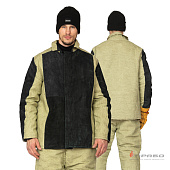 Костюм для сварщиков зимний СВАРЩИК (2,3 м²) 2 кл. защиты тк. брезент/спилок цв. черный