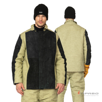 картинка Костюм для сварщиков зимний СВАРЩИК (2,3 м²) 2 кл. защиты тк. брезент/спилок цв. черный от магазина ПРОФИ+