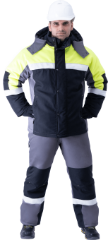 картинка Костюм для лесорубов зимний ЛОГГЕР ПРОТЕКТ мужской цв. серый с черным с лимонной отделкой от магазина ПРОФИ+