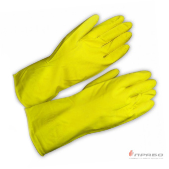 картинка Перчатки латексные ХОЗЯЙСТВЕННЫЕ 0,45 мм цв. желтый от магазина ПРОФИ+