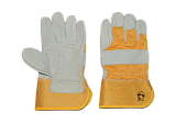 Перчатки кожаные комбинированные РОСМАРКА (2305) цв. белый с желтым