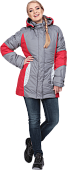 Куртка утепленная ВИРАЖ женская цв. серый-красный