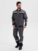 Костюм ОПЗ летний СИСТЕМА (брюки) мужской цв. т-серый с черным и лимонной отделкой
