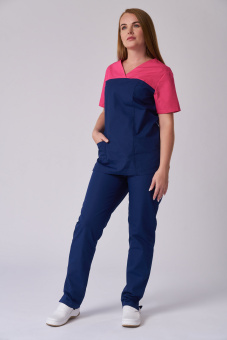 картинка Костюм медицинский ATKARA м. 14-037/3-295 женский цв. розовый с темно-синим от магазина ПРОФИ+