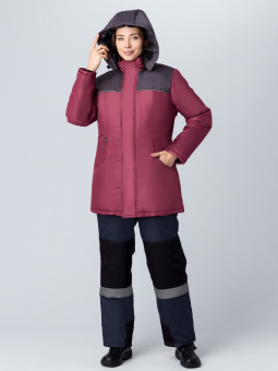 картинка Куртка ОПЗ зимняя СНЕЖАНА женская цв. бордовый с темно-серым от магазина ПРОФИ+