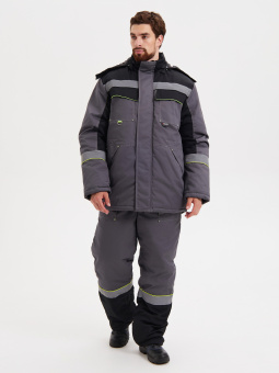 картинка Костюм ОПЗ зимний СИСТЕМА мужской цв. темно-серый с черным и лимонным от магазина ПРОФИ+