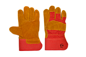 Перчатки спилковые комбинированные РОСМАРКА (2008) цв. желтый с красным
