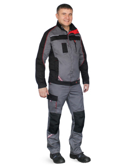 картинка Костюм ОПЗ летний КОСТА (брюки) мужской цв. серый с черным и красным от магазина ПРОФИ+