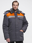 Куртка ОПЗ зимняя для БРИГАДИРА NEW мужская цв. темно-серый с оранжевой кокеткой