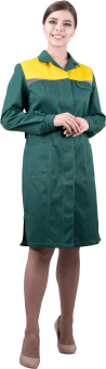 картинка Халат ОПЗ КМ-10 ЛЮКС женский цв. зеленый с желтым от магазина ПРОФИ+