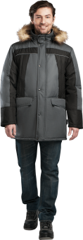 картинка Куртка утепленная СКАНДИНАВИЯ ЛЮКС мужская цв. серый с черным от магазина ПРОФИ+